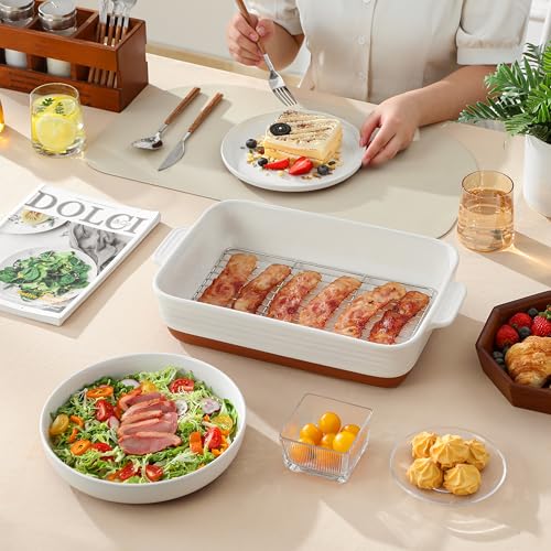 Large 9x13 Ceramic Baking Dish with Rack