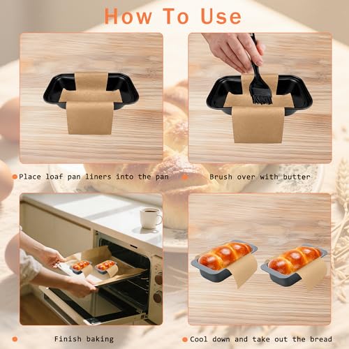 100 Pcs Mini Loaf Pan Liners for Baking Bread Pans 6x3 in Parchment (100 Count)