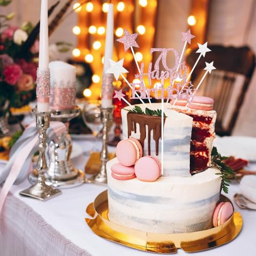 Rose Gold 70th Birthday Cake Topper (7 Count)