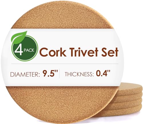 4 Pack Cork Trivets for Hot Dishes (4 Count)