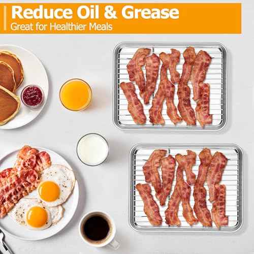 9x7 Inches Mini Stainless Steel Baking Sheet with Cooling Rack Set (5 Count)