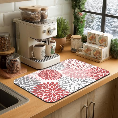 2PCS 16" x 24" Christmas Dish Drying Mat & 24" x 5.5" Sink Splash Guard (2 Count)