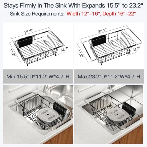 Expandable Dish Drying Rack Over Sink with Anti