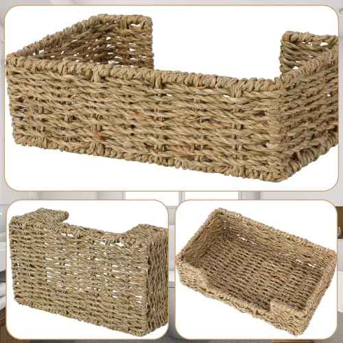 Tissue Holder Wicker Woven Basket Bathroom Decor Hand Towel Toilet Paper