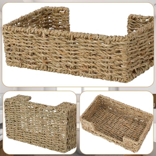 Tissue Holder Wicker Woven Basket Bathroom Decor Hand Towel Toilet Paper