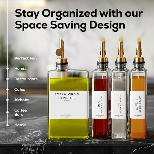 Glass Olive Oil Dispenser Bottle for Kitchen by Brighter Barns (2 Count)