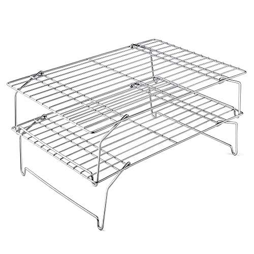 2 Tier 15x10IN Cookie Cooling Rack for Cooking Stackable Collapsible