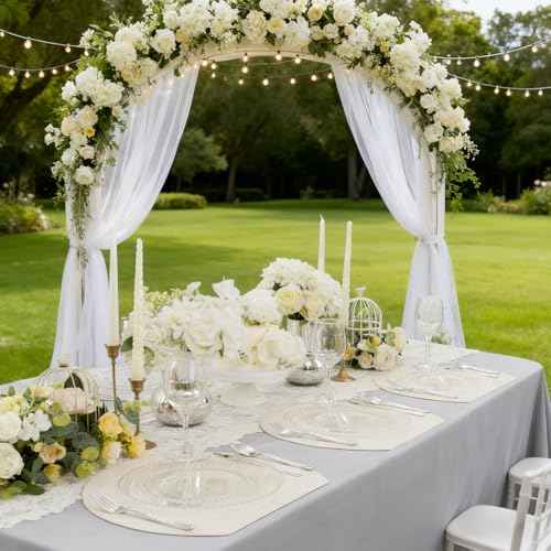 100PCS Clear Plastic Plates with Silver Beads for Bridal Showers (100 Count)