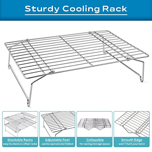 2 Tier 15x10IN Cookie Cooling Rack for Cooking Stackable Collapsible