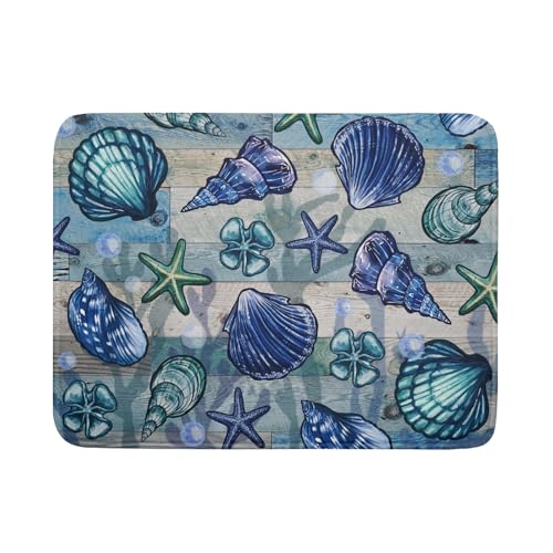 Starfish Seashell Dish Drying Mat 18x24 inch Coastal Beach Dish Drainer Rack Pad Absorbent Microfiber Fast Dry Kitchen Counter Accessories