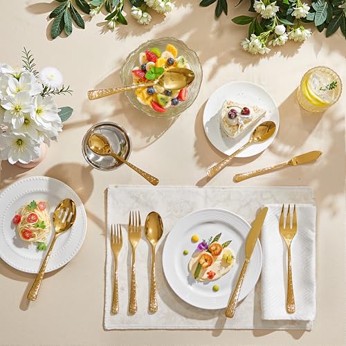 45 Piece Gold Silverware Set with Serving Utensils (45 Count)