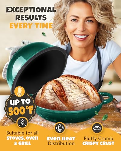 5 QT Enameled Dutch Oven for Bread Baking with Lid & Starter Kit