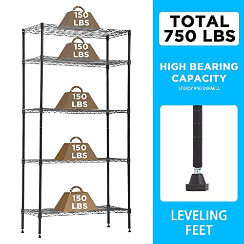 5 Tier Wire Shelf with Wheels