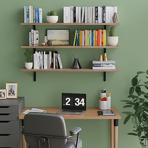 Forme 48 inch Long x 10 in Deep Rustic Floating Shelves for Wall Storage (3 Count)