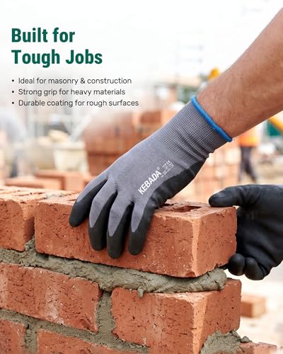 W5 Foam Nitrile Coated Work Gloves for Men Women (60 Count)
