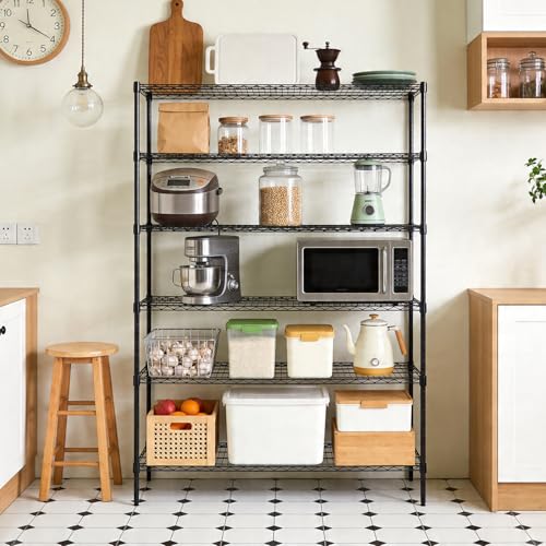 16" D×42" W×72" H Wire Shelving Unit Commercial Metal Shelf with 6 Tier Adjustable Layer Rack Strong Steel for Restaurant Garage Pantry Kitchen Garage