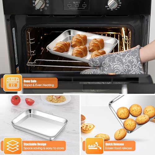 10x8 Inches Small Stainless Steel Baking Sheet Set of 2 (2 Count)