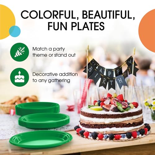Pink Plastic Plates For Party 7" Pink Disposable Plates For Party Supplies 100 Pcs Plastic Dinnerware Sets Heavy Duty 350 GSM Disposable Dinnerware Set (100 Count)