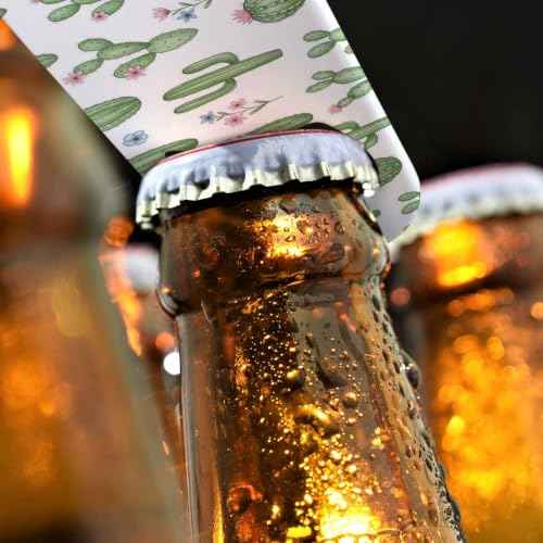 Watercolor Cactus and Flowers Stainless Steel Bottle Opener Pastel Floral Cacti Tropical Green Succulents Flat Beer Bottle Opener Keychain for Home Kitchen Bar Restaurant Party Birthday Gift