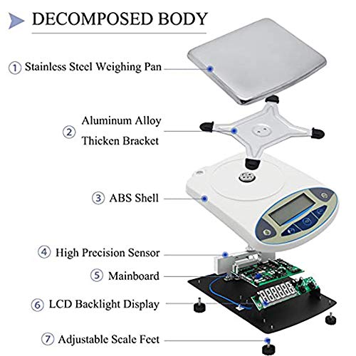 Lab Scale 10kgx0.1g Digital Precision Scale Electronic Balance Laboratory Weighing Industrial Scale Kitchen Counting Scale Scientific Scale Calibrated