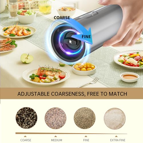 Electric Salt and Pepper Grinder Set with Charging Base (2 Count)