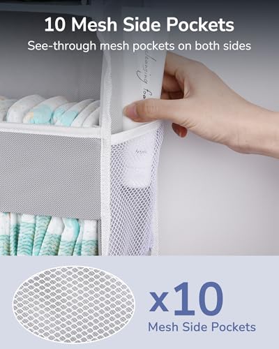 1 Pack Over Door Organizer with 5 Large Pockets 10 Mesh Side Pockets
