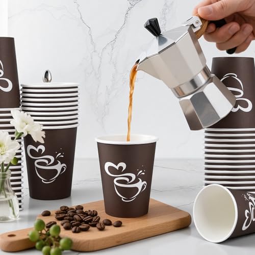 400 Count 8 oz Paper Coffee Cups Disposable Hot Coffee Cups Brown