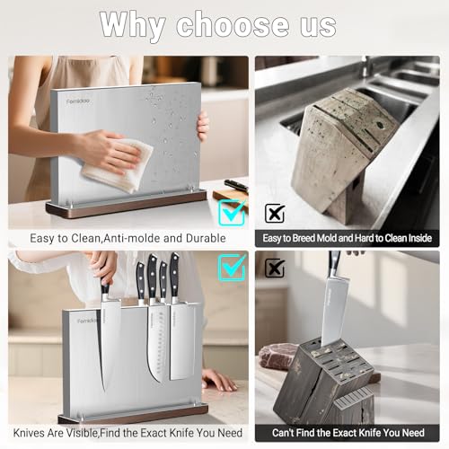 4PSC Knife Block Set With Magnetic Knife Block Holder (4 Count)