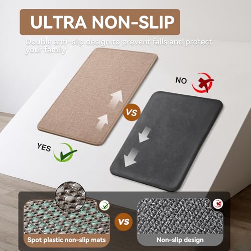 Kitchen Rugs Kitchen Mats for Floor Non Slip Washable Brown 17"x30" (3.55 Sq Ft)