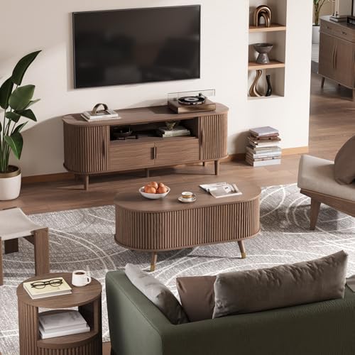 Oval Lift Top Coffee Table with Storage for Living Room