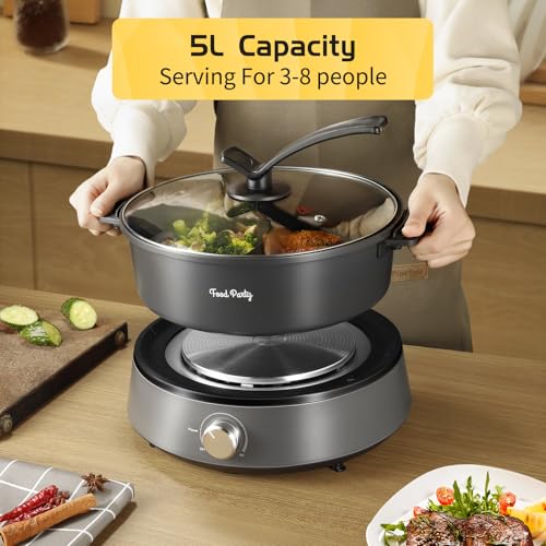 Hot Pot Electric Upgraded Separable Shabu Shabu Pot with Divider Hotpot Pot Electric Cooker Dual Sided 110V 1350W Non