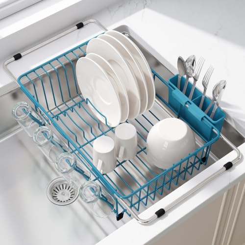 Blue Dish Drying Rack in Sink