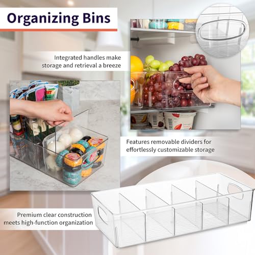 Pantry Storage Bins with Removable Dividers (2 Count)