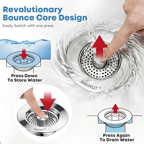 Upgraded 3 in 1 Kitchen Sink Drain Strainer (2 Count)