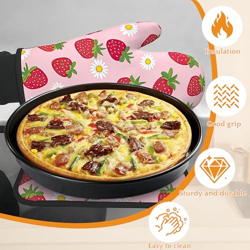 Cute Strawberry Oven Mitts and Pot Holders (4 Count)