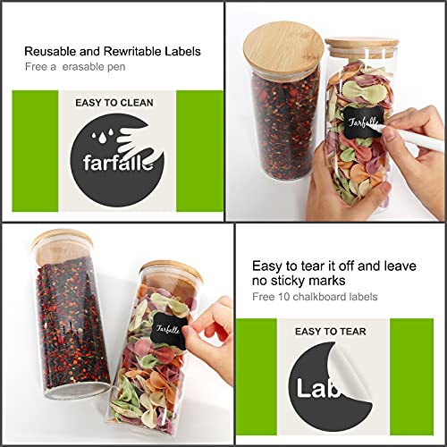 8 Pack 30 oz Glass Jars with Airtight Bamboo Lids for Kitchen (8 Count)