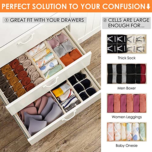 6 Pack Sock Underwear Drawer Organizer Dividers (6 Count)
