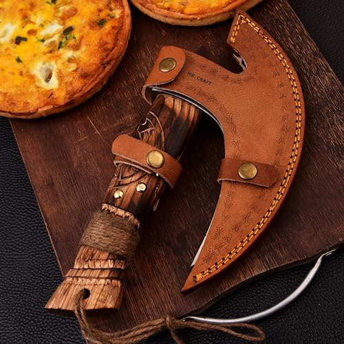 Pizza Cutter Axe Carbon Steel Slicer Chef Viking Axe with Leather Cover