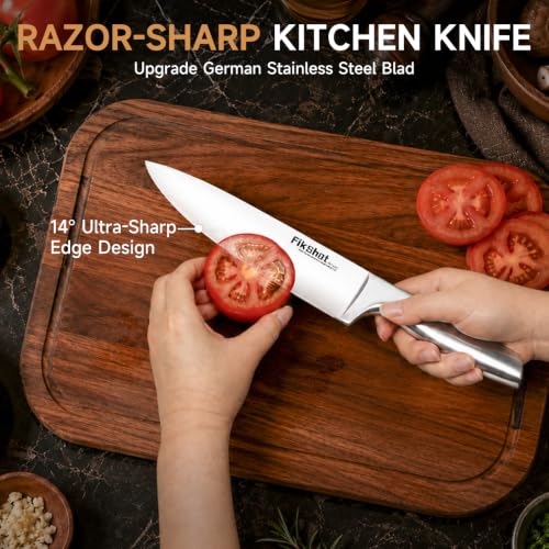 14PCS Knife Set with Block & Sharpener
