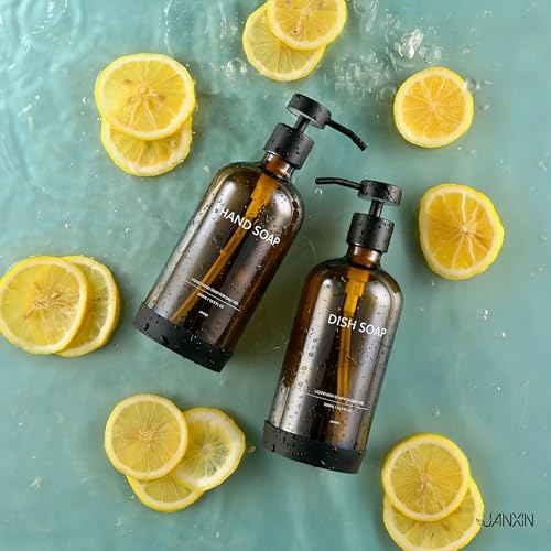 Glass Kitchen Soap Dispenser Set with Ceramic Tray (2 Count)