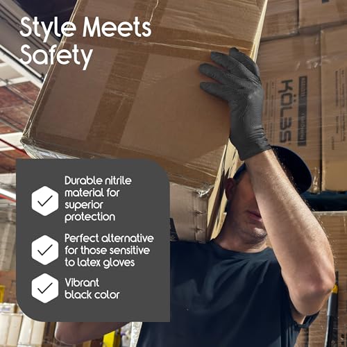 8 Mil HEAVY DUTY Stretch Nitrile Black Gloves Disposable Latex Free (1000 Count)