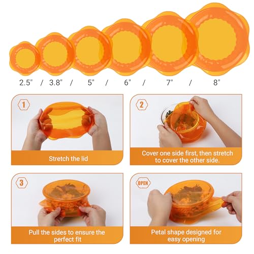 Silicone Stretch Lids for Food Storage in Fridge (6 Count)