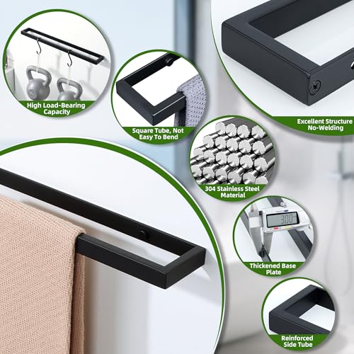 28 Inch Hand Towel Holder Black Towel Bar for Bathroom Wall Mounted