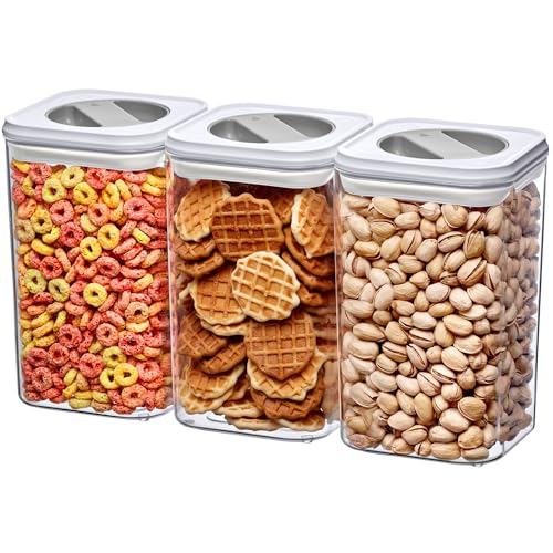 Carol - 96-Ounce Acrylic Canister (Set of 3), Plastic Airtight Food Container, Stackable for Pantry Storage, BPA-Free and Shatter-Proof, Perfect for Home and Commercial Use (3 Count)