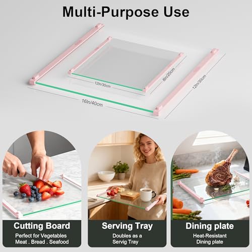 2PCS Glass Cutting Board with Silicone Grip (2 Count)