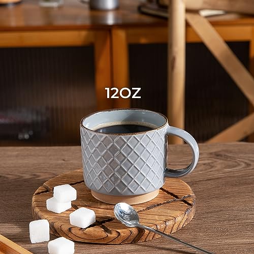 12 OZ Stackable Coffee Mugs Set of 4 (4 Count)