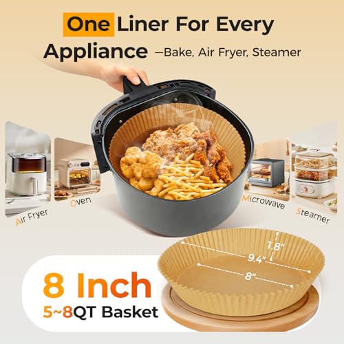 400Pcs 8 Inch Round Air Fryer Liners Disposable for 5 (400 Count)