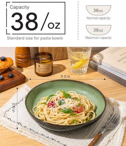 9.0" Ceramic Pasta Bowls Set of 4 (4 Count)