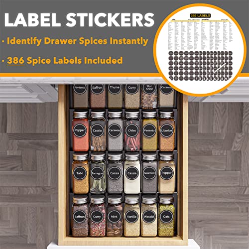 Spice Drawer Organizer with 24 Spice Jars