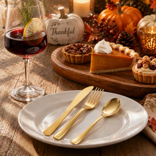 200Pcs Gold Plastic Silverware